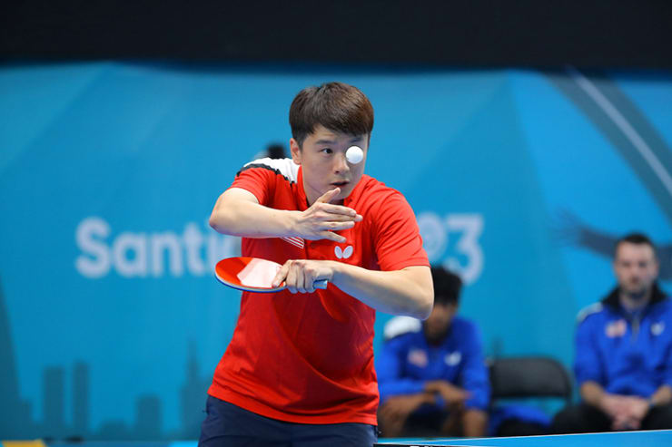 Teams – Jishan Liang at the table for USA in the Men’s Team event at the Santiago 2023 Pan American Games. Santiago, Chile. November 2, 2023.